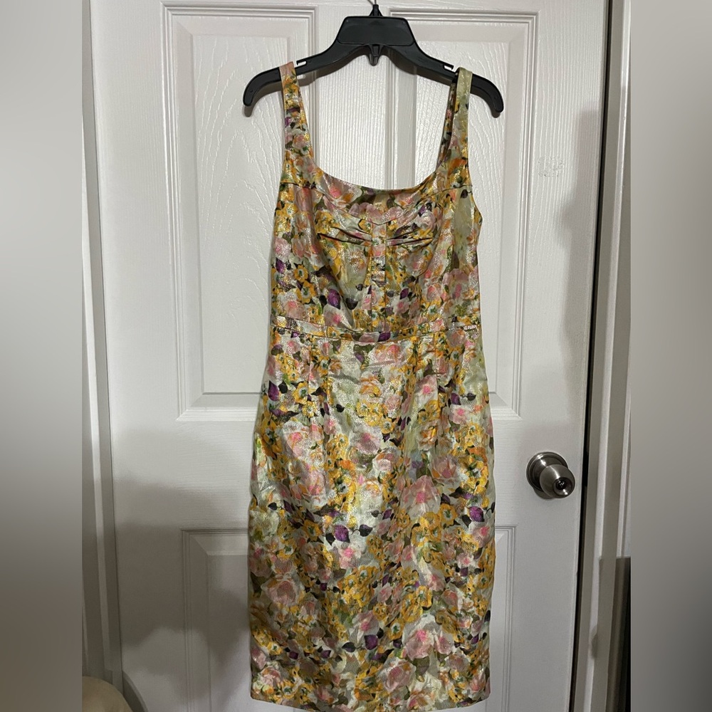 Leifsdottir Yellow and Pink Floral Midi Dress